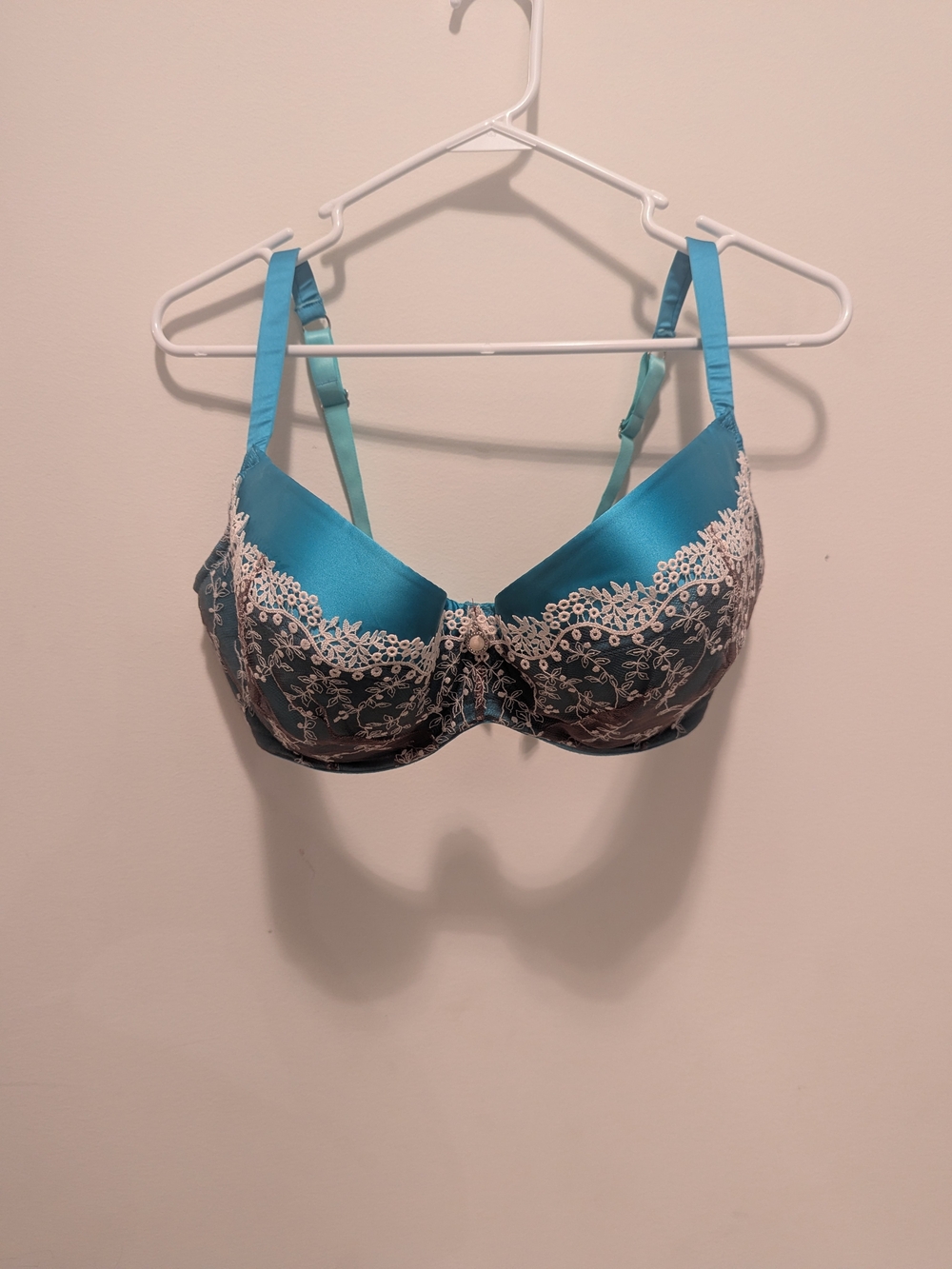 Teal Lace-Accent Underwire Bra - 36GG - Women Intimates